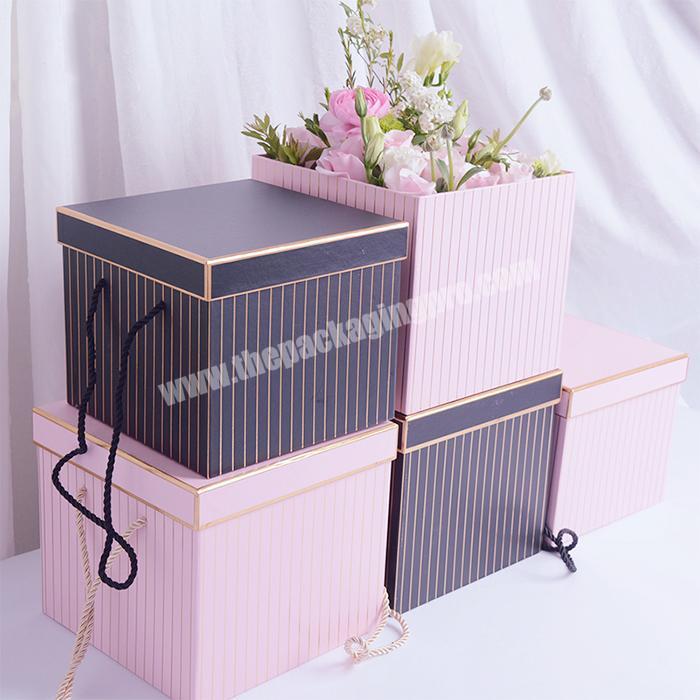 Luxury Custom Printing Bridesmaid Cardboard Flower Boxes with handle