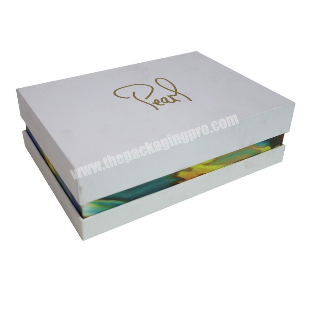 Luxury custom printing cardboard paper lid and base cosmetic makeup skin care gift packaging box with white inserts