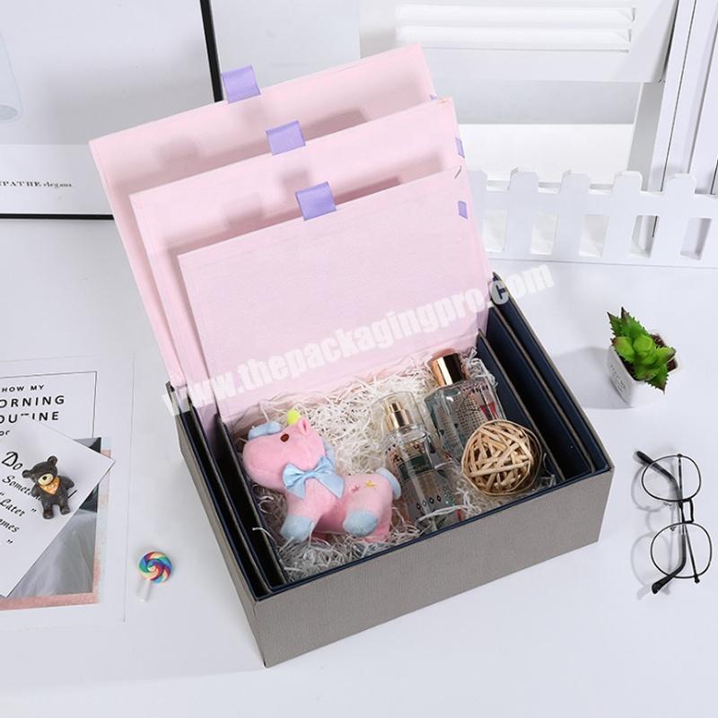 Luxury custom printing hard recycled small lash cardboard packaging drawer paper box with bow