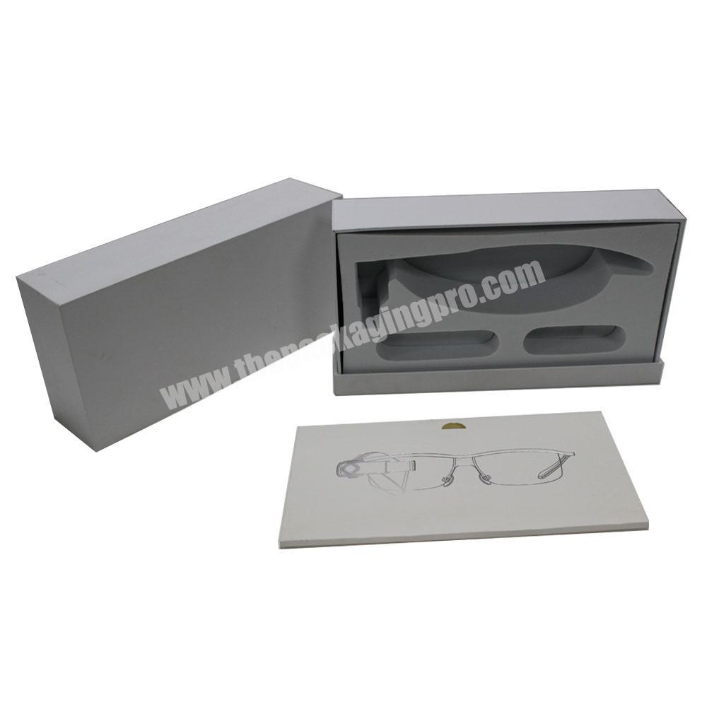 Luxury custom printing lid and base white cardboard 3D VR glasses packaging box with white inserts