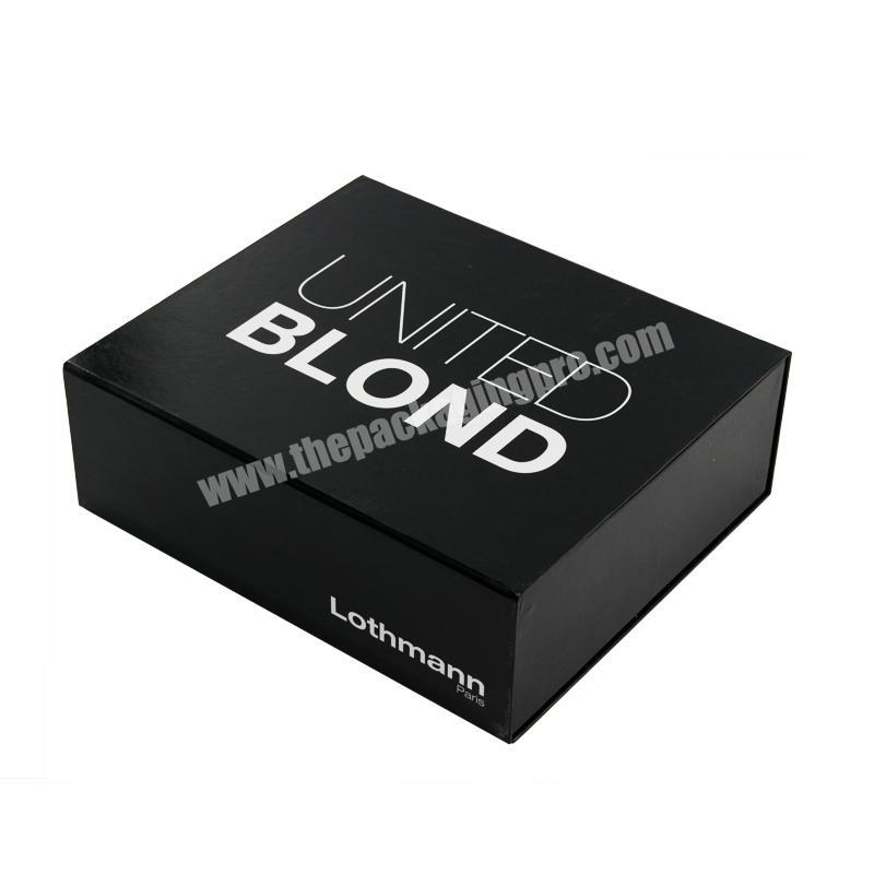 Luxury Custom printing magnetic black cardboard wine glass packaging box with divider