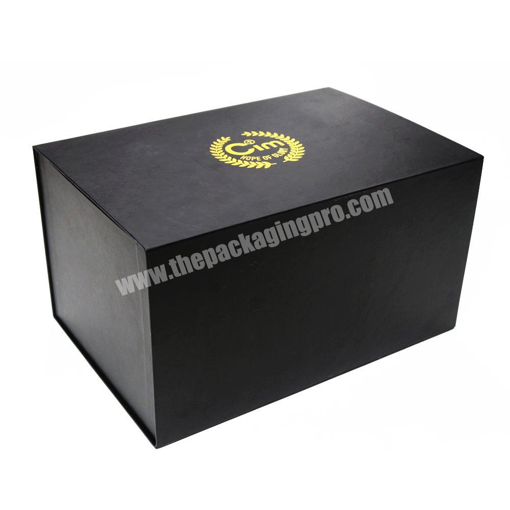 Luxury custom printing magnetic gold stamping black  cardboard hats packaging box