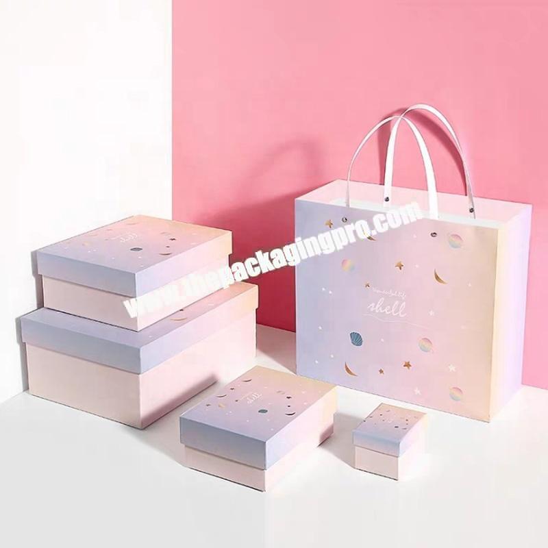Luxury Custom Printing Pink Cardboard Rigid Magnetic Flat Pack Folding Clothes Paper Package box
