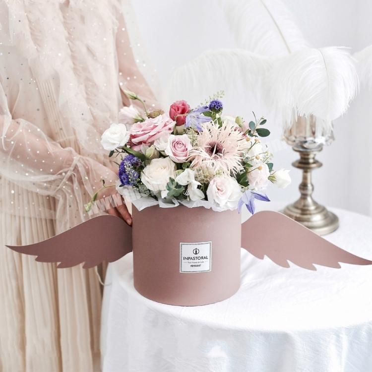Luxury Custom Printing Round Flower Gift Paper Box With Fashion Wing