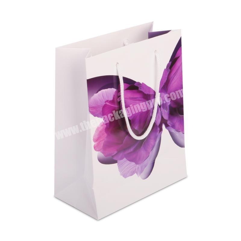 Luxury Custom Printing White Shopping Gift Paper Packaging Bag with Handle