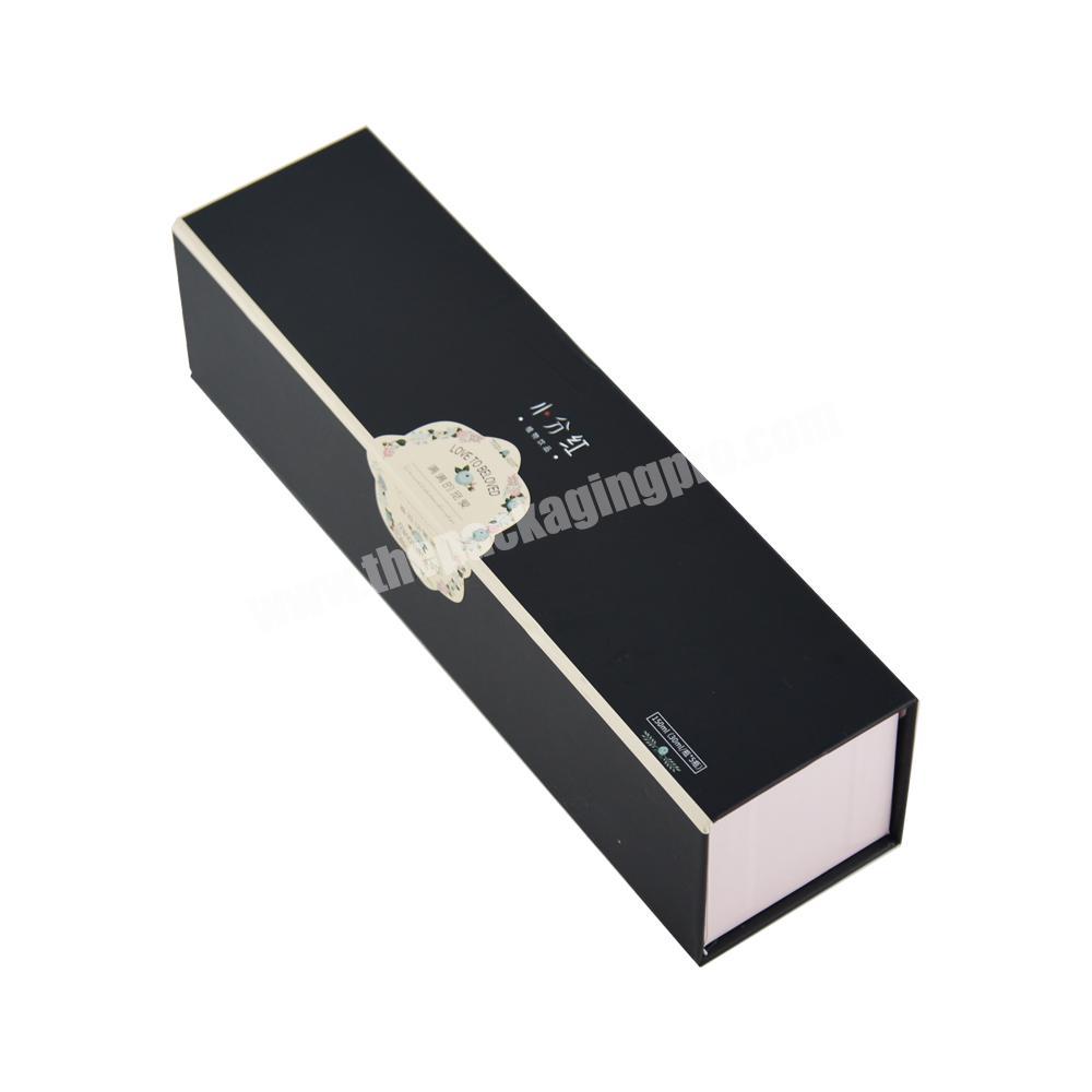 Luxury custom private label hard cardboard magnetic book shaped gift box with holder for perfume fragrance set