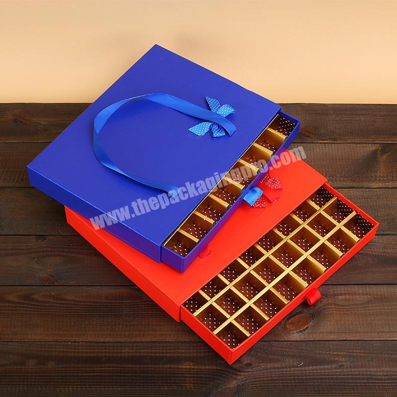 Luxury custom rectangle chocolate packaging gift boxes with ribbon chocolate gift box manufacturer