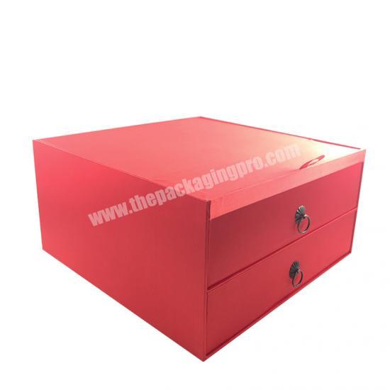 Luxury Custom Red Cosmetic Packaging Store Two Layer Gift Paper Box