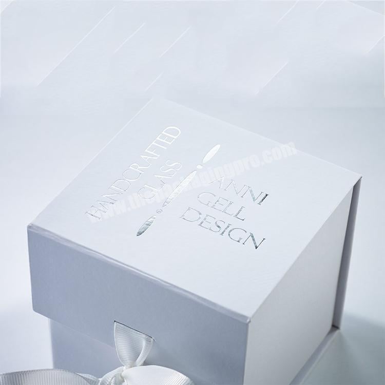 luxury custom rigid white embossed gift box
