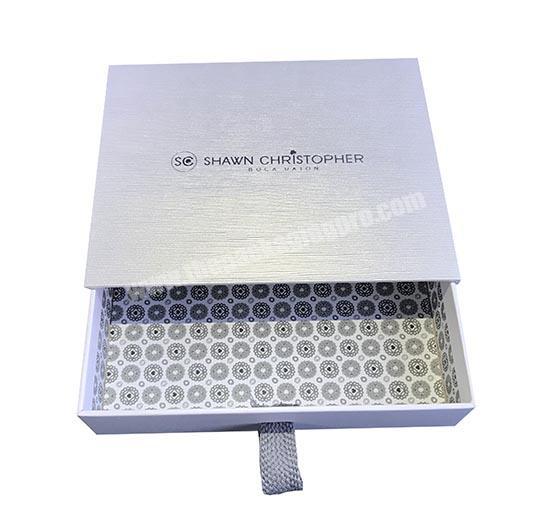 Luxury Custom UV Coating Logo Drawer Boxes Hot Stamping Paper Scarf Drawer Box Packaging
