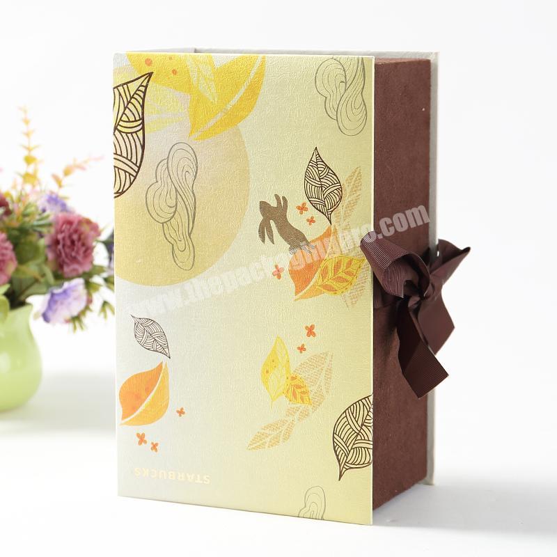 Luxury customized box rigid box special elegant recycle paper packaging  box for baked food packaging with ribbon