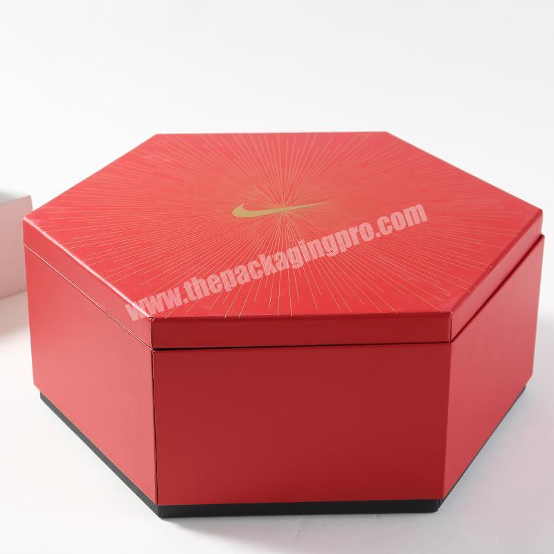 Luxury customized high-end  rigid coated paper  special Hexagon shape printing packaging gift box for gift for open occasion
