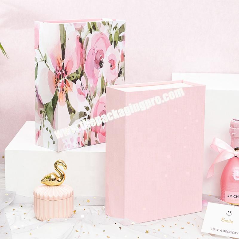 Luxury customized pink paper cardboard magnetic folding foldable magnet gift packaging box