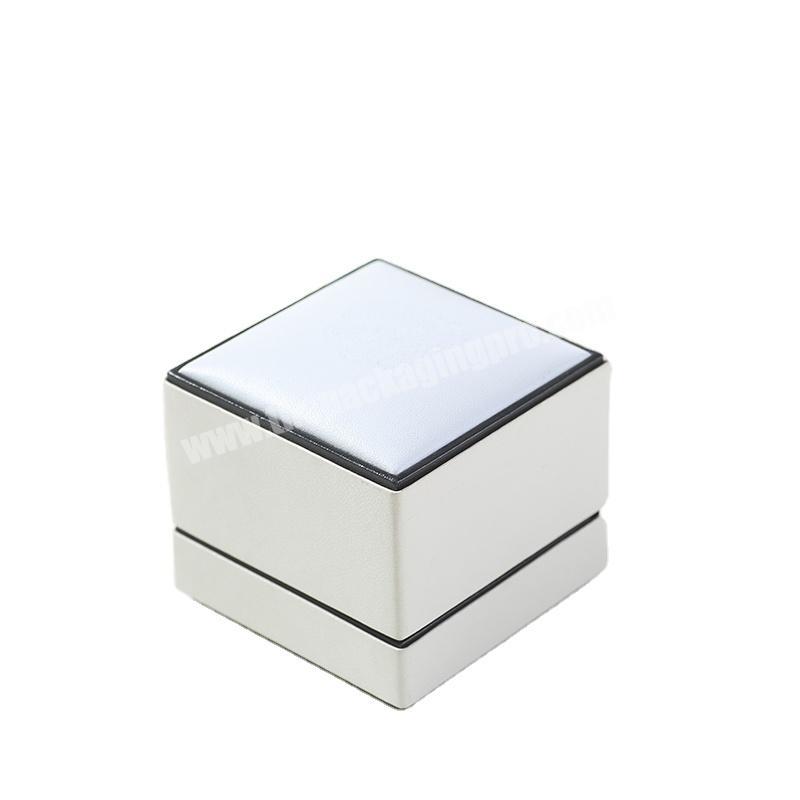 Luxury customized  rigid PU leather plastic jewelry packaging paper box with pillow  for ring bracelet packaging box