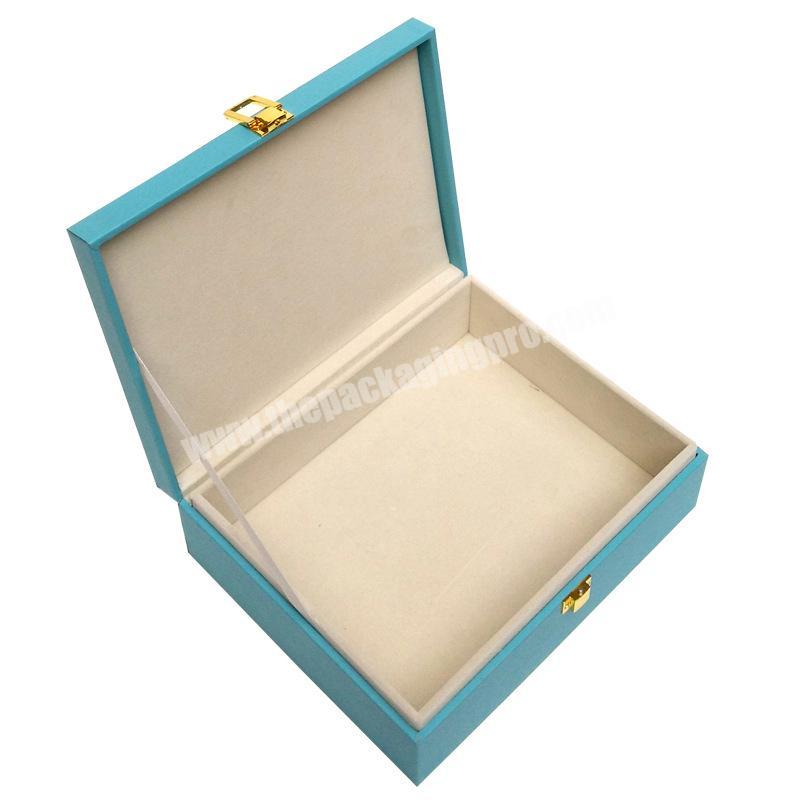 luxury cyan color printing customized presentation packaging box hamper gift boxes