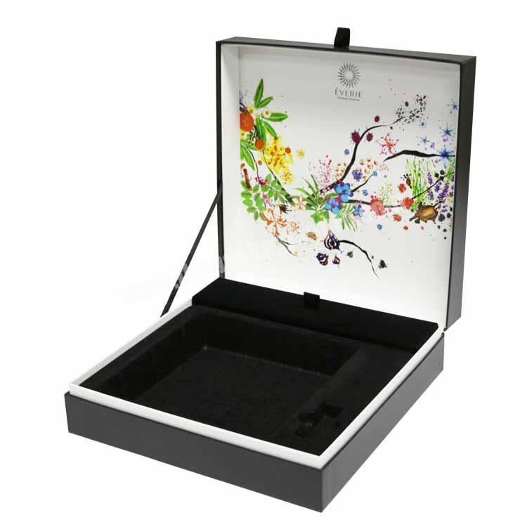 Luxury display rigid box with lid with ribbon paper box packaging for gift boxes