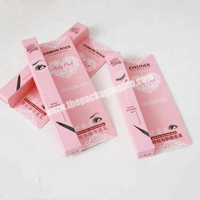 Luxury eco friendly custom Logo eyeliner packaging pink box for cosmetic