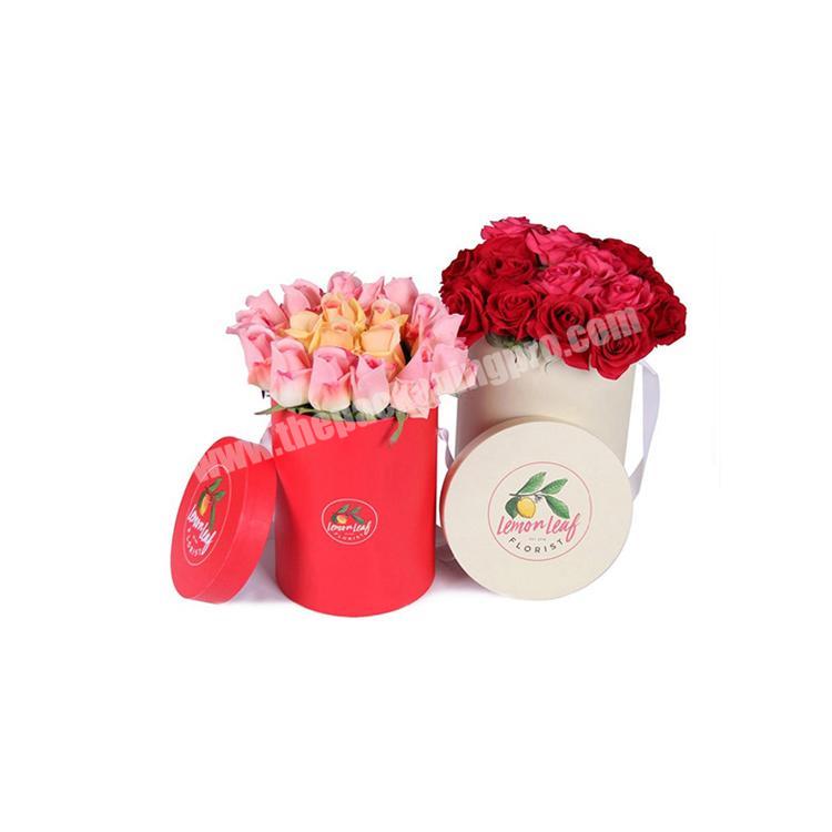 Luxury eco friendly round cylinder cardboard flower gift box packaging custom logo