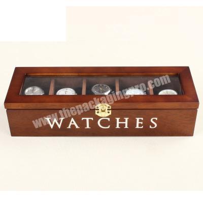 Luxury empty brown wooden square watch box with customize logo