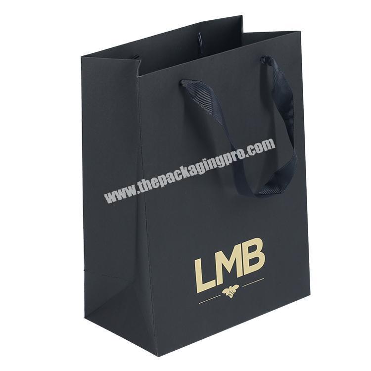 Luxury Famous Brand Cheap Custom Logo Printed Black Kraft Grocery Shopping Paper Packaging Bag with Handle