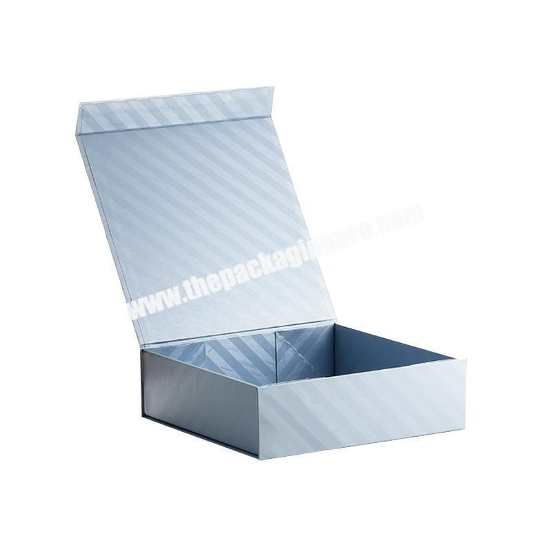 Luxury fancy blue custom logo cardboard paper packing box for gift wig hair extension packaging boxes with magnetic folding box