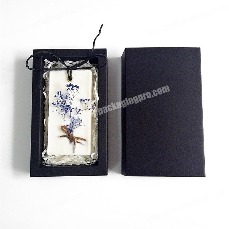Luxury fancy lafite grass matte custom black paper sponge cosmetic packaging lid base gift box