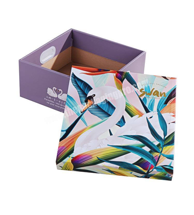 Luxury flamingo swan print shoes clothing packing box high quality paper box with handle