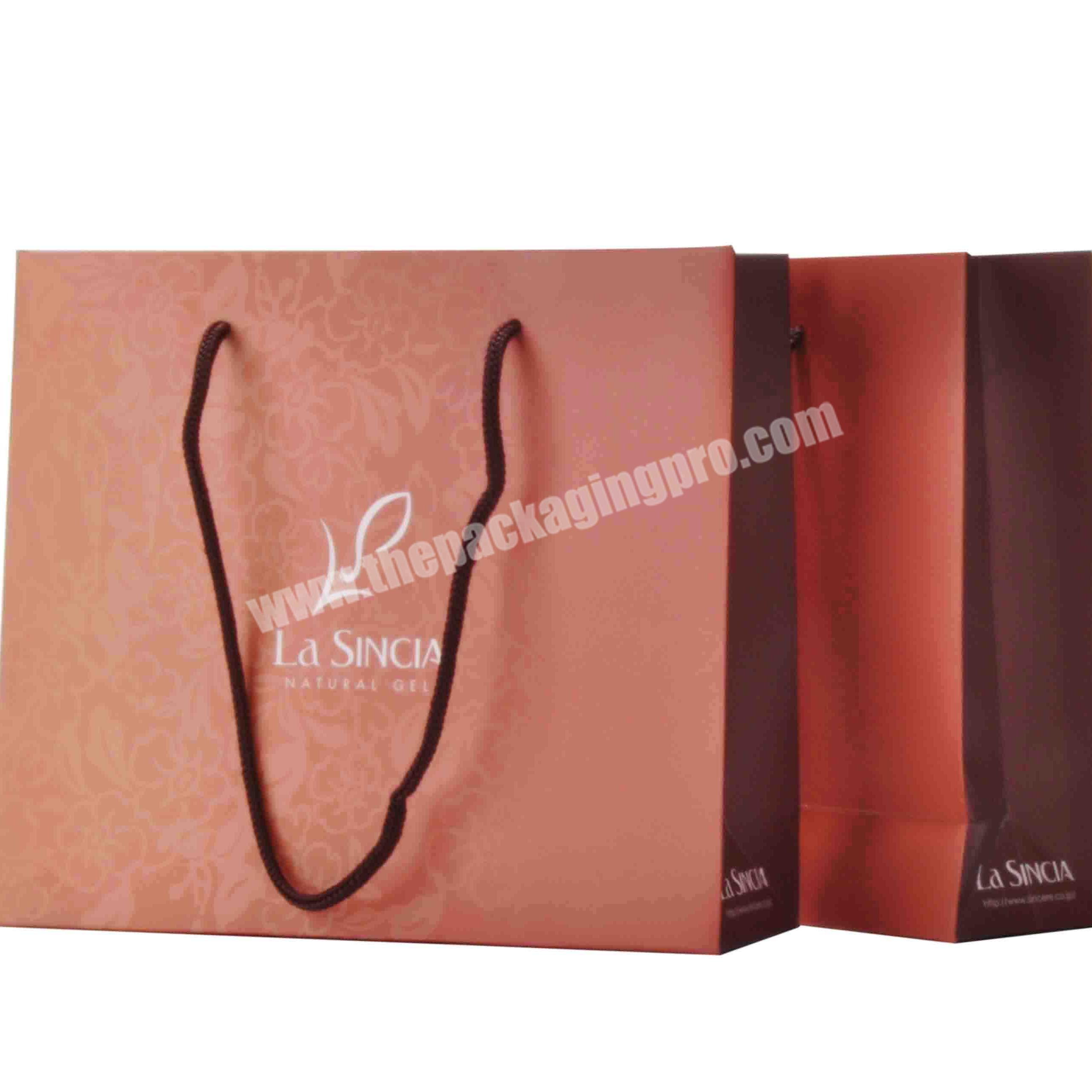Luxury Flat Paper Gift Bag Pink With Gold Logo For Lip Gloss