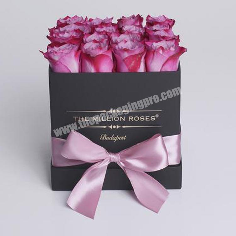 Luxury foil stamping logo custom cardboard square flower box