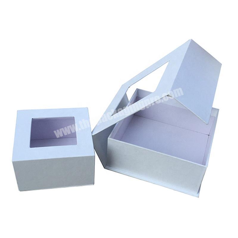 Luxury fold white cardboard paper gift box with magnetic close lid