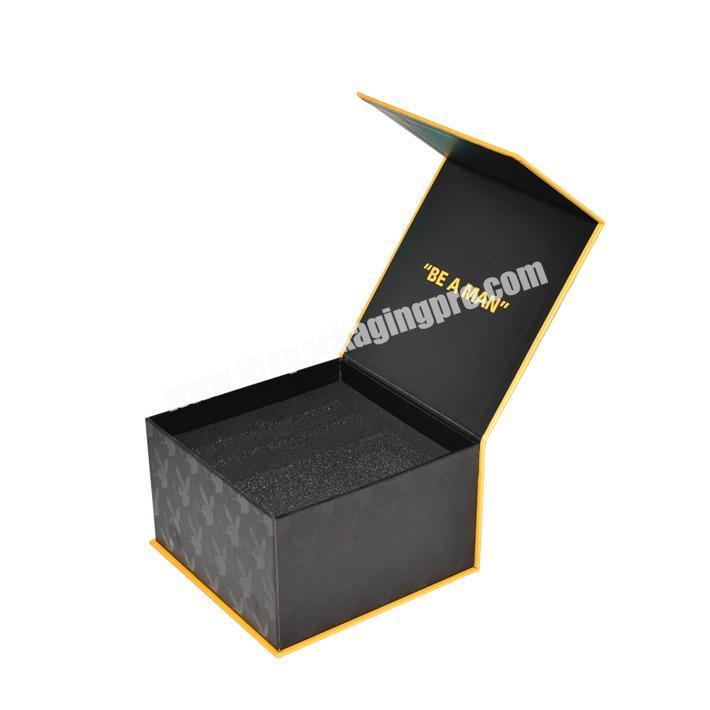Luxury foldable magnetic black gold foiled bride box festival gift box