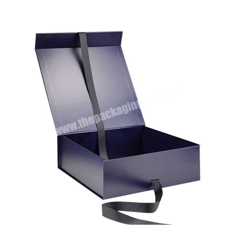 Luxury folding giftbox classic blue large magnetic presentation gift box