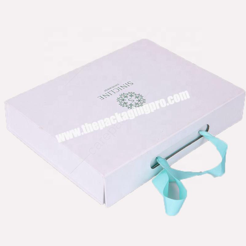 Luxury gift dress box for packaging silk satin ribbon cardboard paper foldable box