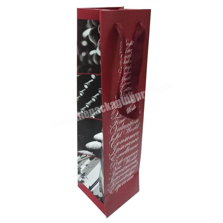 Luxury Gift Packaging Custom Logo Design Printed Single Bottle Packing Shopping Paper Wine Bags