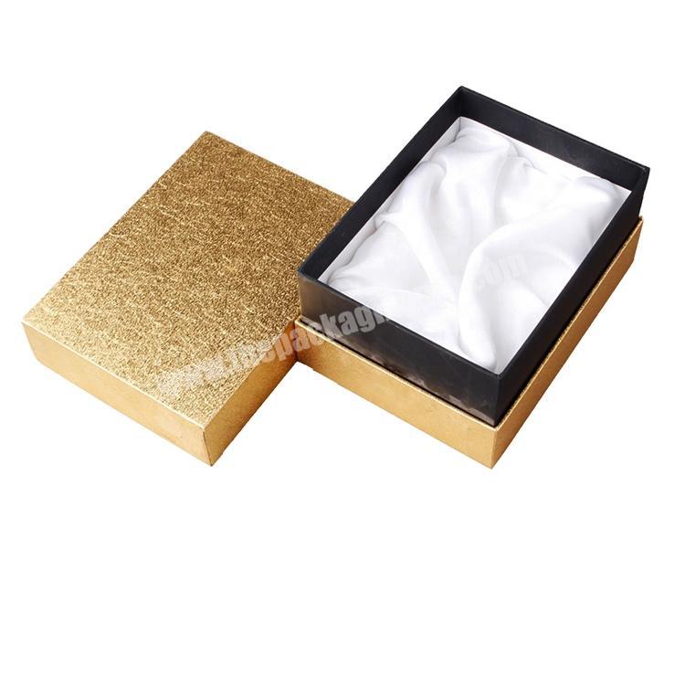 Luxury glitter custom gift packaging lid and base cardboard jewelry packaging box with stain silk