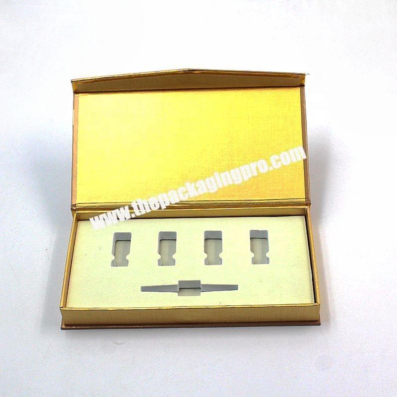 Luxury Gold Foil Cosmetic Book Shaped Ampoule packaging Box with Magnetic Ampoules Custom Paper Boxes