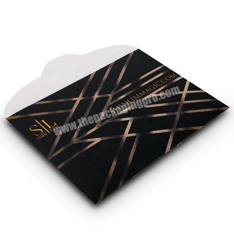 Luxury gold foil logo big size black flat envelope paper bag box custom