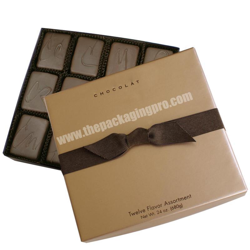 Luxury Gold Foil Paper Custom Printing Two Piece  Chocolate  Gift Packaging Box