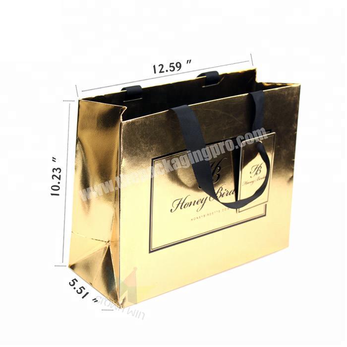 Luxury Gold Paper Bag With Customized logo Printing For Jewelry