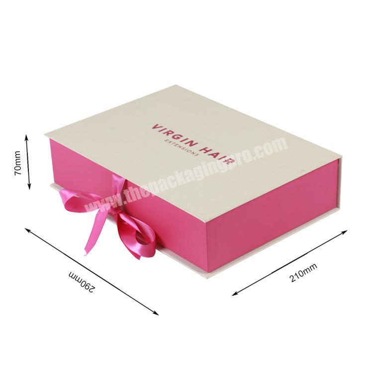 luxury hair bundles boxes wig packaging with ribbon closure
