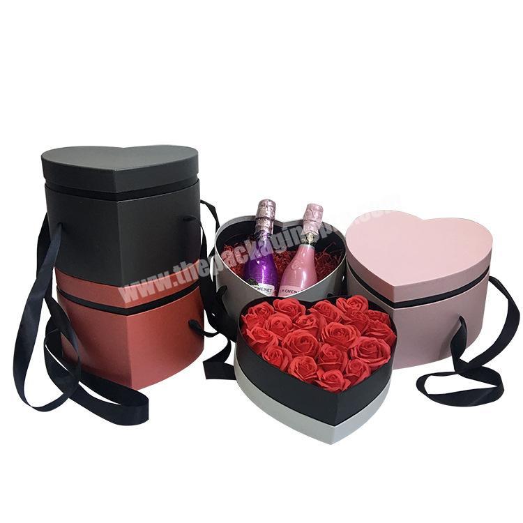 Luxury heart shape valentine flower and candy storage packing box with 2 ply