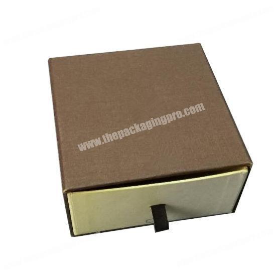 Luxury high end packaging black business USB card ribbon paper custom printing drawer sliding box