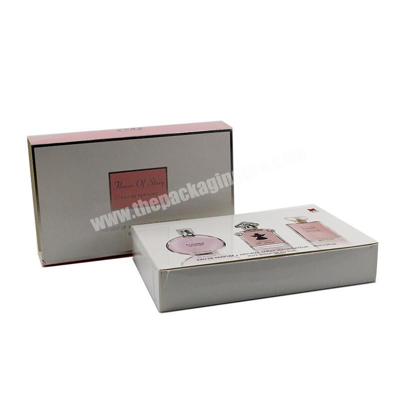 Luxury high-end pink color cosmetic perfume bottles boxes custom drawer box perfume gift  box