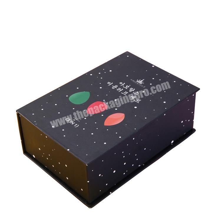 Luxury High Quality Black Mixed Color Matt Lamination Book Shape Paper Rigid Box with Magnet for Cosmetics Set Gift Products