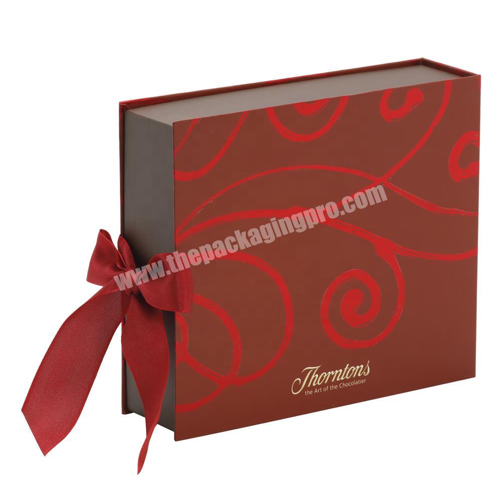 Luxury High Quality Foldable Book Shaped Rigid Paper Box with Ribbon Bow Tie for Cosmetics & Gift
