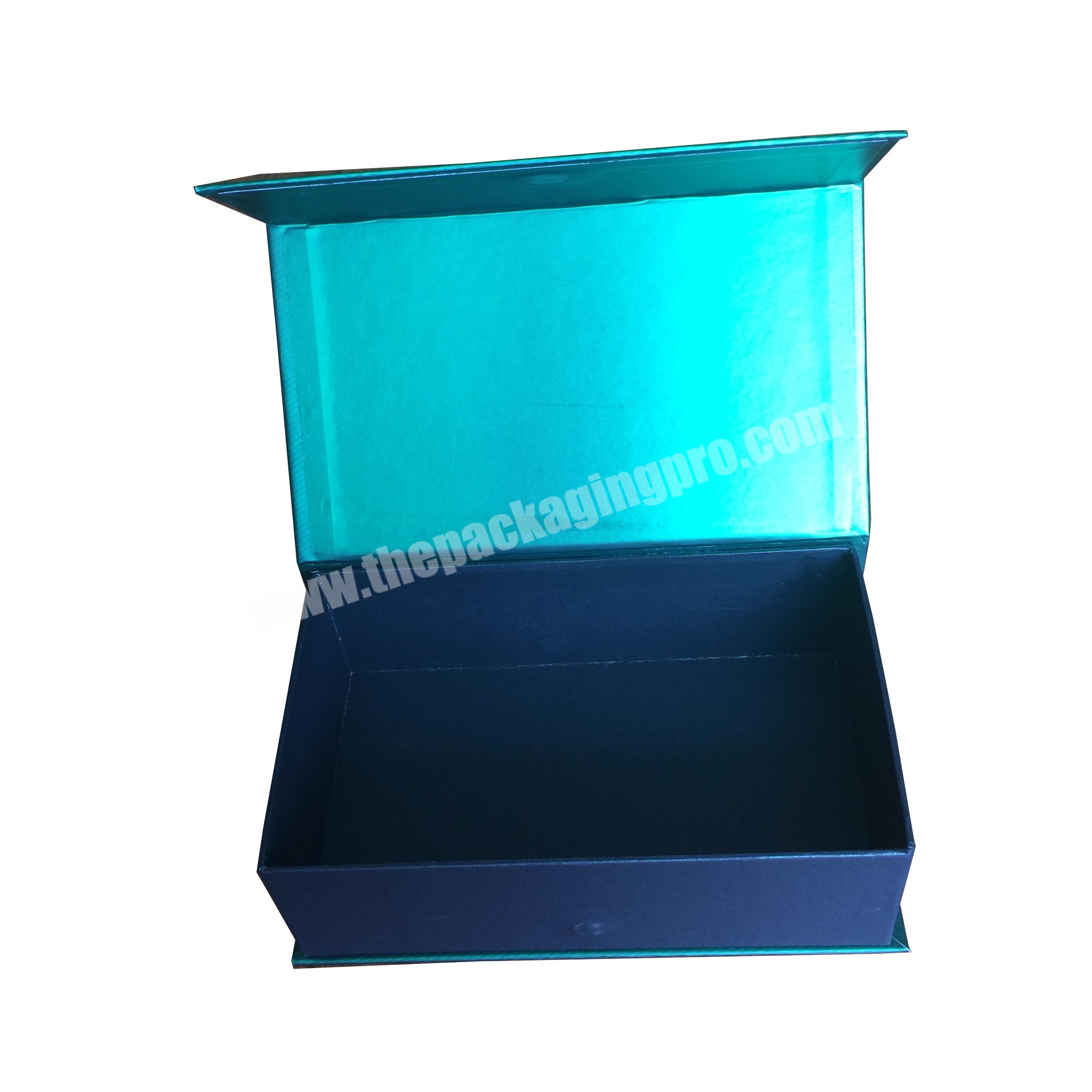Luxury high quality gloss matt holographic paper UV printing cardboard magnetic book box customized logo