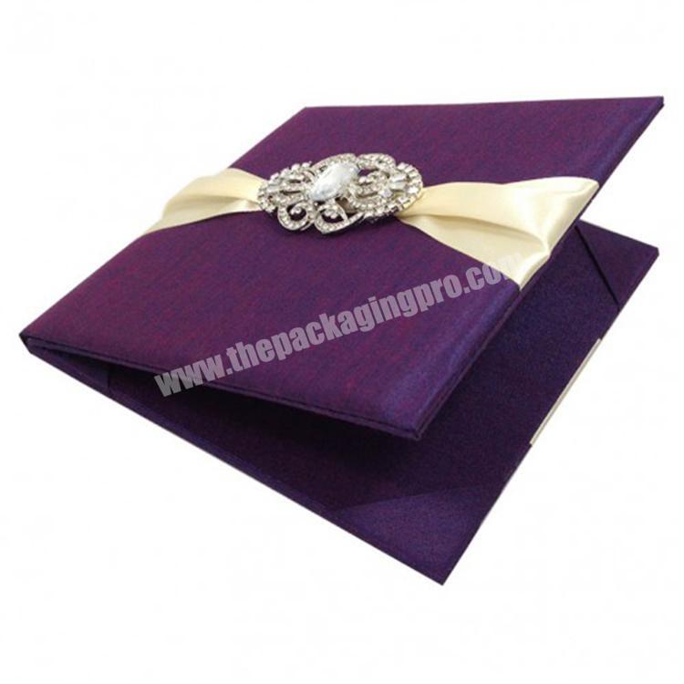 Luxury Invitation Card Booklet Velvet Wedding Invitations Box with Custom Gold Foiling