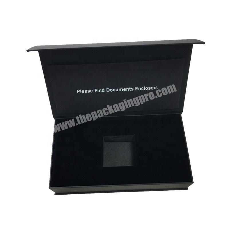 luxury jewellery packaging rectangle custom black cardboard magnetic gift box
