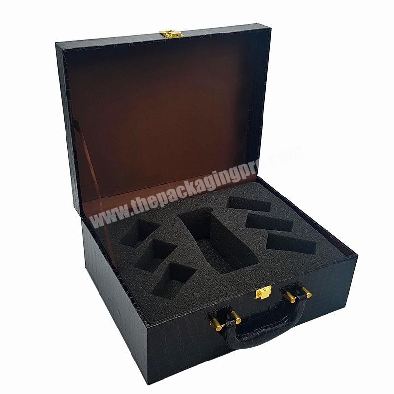 Luxury Leather Cup Set Gift Packaging Bottle wooden  Wine Glass Gift Packaging Box