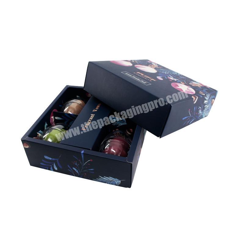 luxury Lid and base Cosmetic packaging box with divider for loose powder puff